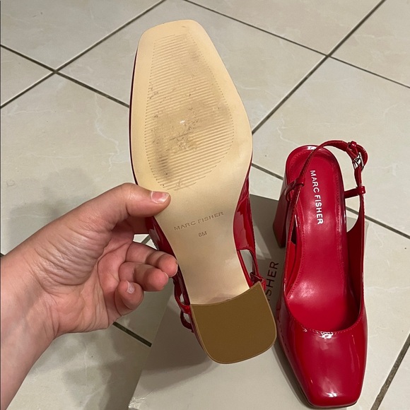 Marc Fisher Glossy Red Slingback Heels - Picture 5 of 11